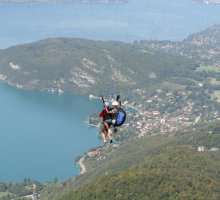 Tandem paragliding over Lake Annecy