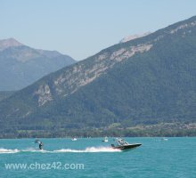 Water skiing on Lake Annecy