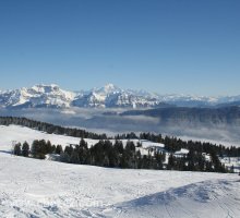 Le Semnoz en hiver, Mont Blanc au loin