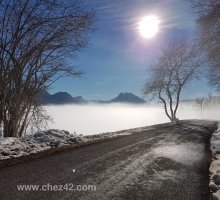 Sunlight and clear air above a blanket of mist, Semnoz, near Annecy