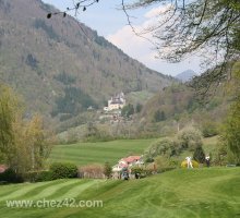 The golf course at Talloires, castle in the background